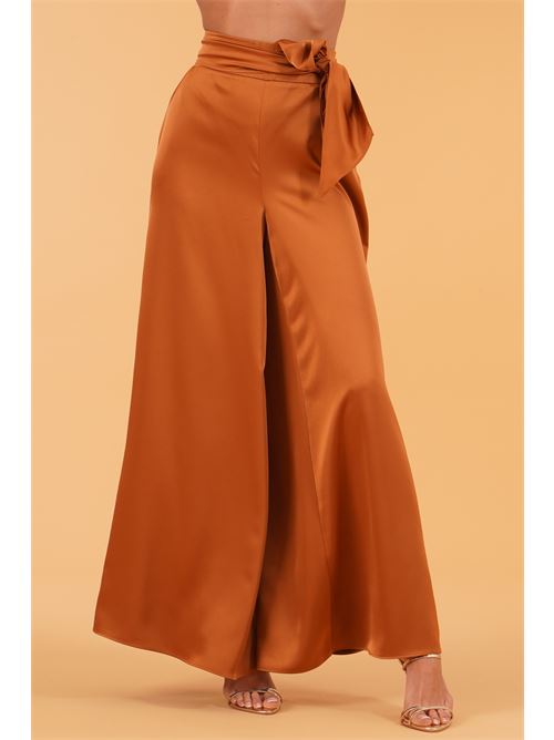Pantalone palazzo in raso twins fantasy | T4950PBROWN
